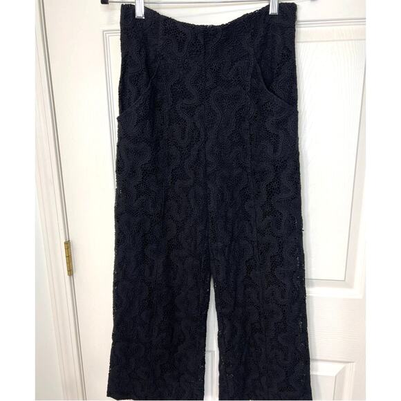 A.L.C. Elie Lace Wide Leg Trouser Pants Womens 2 / XS Eyelet Lace Black Capsule - Picture 2 of 13